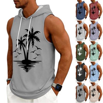 Herren Tanktop Fitness Ärmelloses Kapuzenpullover Shirt Gewaschen Sport Muskelshirts Fitness Weste Mit Kapuze