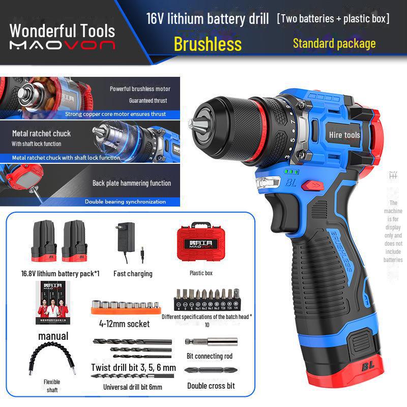 Miaoyou Mașină de găurit cu percuție fără perii reîncărcabilă cu baterie litiu de capacitate mare - Șurubelniță electrică fără fir multifuncțională