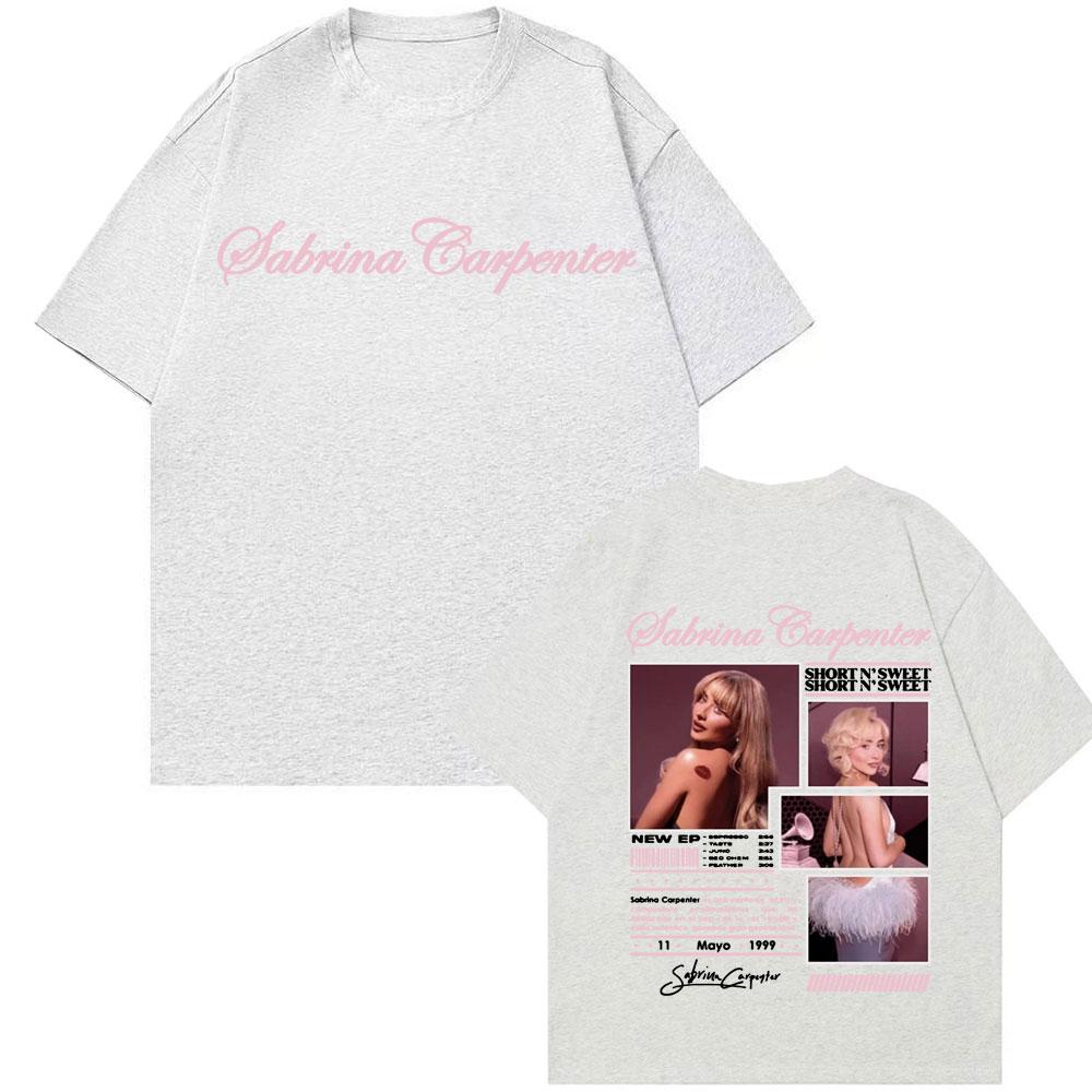 Sabrina Carpenter Short N Sweet Tour Doppelseitige Grafik T-Shirts Herren Damen Kleidung Mode Ästhetik Hip Hop T-Shirts Oberteile