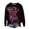 Damenmode Bedrucktes Langarm Locker Rundhals Sweatshirt Oberteil Herbst