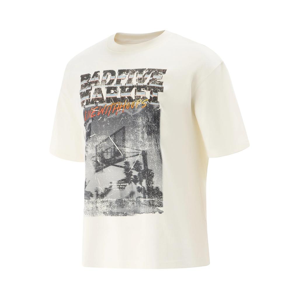 Li Ning Bad Five Letter Print Simple Versatile Short Sleeve T-Shirt Men Tops ATSV537-1