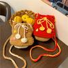 Bucket Bag with Patchwork and Contrasting Colors - Fashionable Shoulder Bag for Girls, Knitted Crossbody Bag
