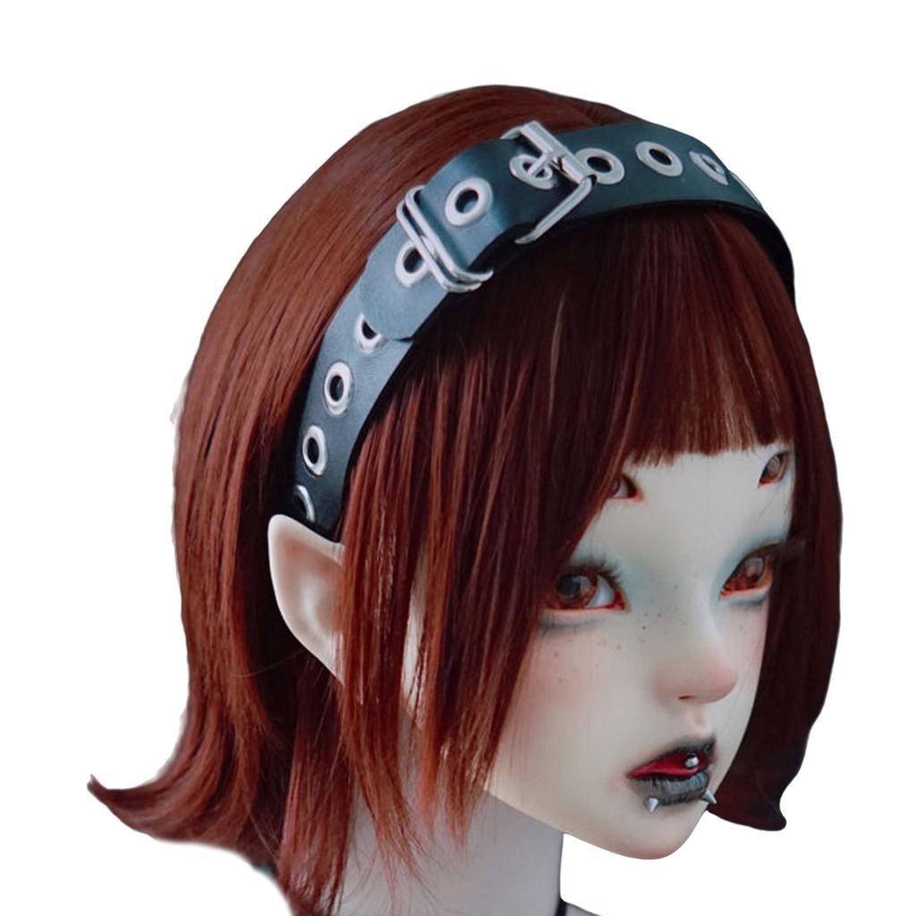 Punk Rivet Headband PU Spiked Hair Hoop Gothic Rock Headwear for Cosplay Unisex Rock Spiked Headwear Accessory