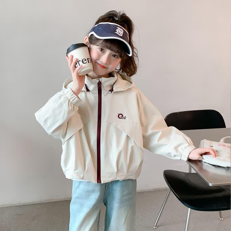 Girls Hooded Spring Autumn Casual Jacket 120