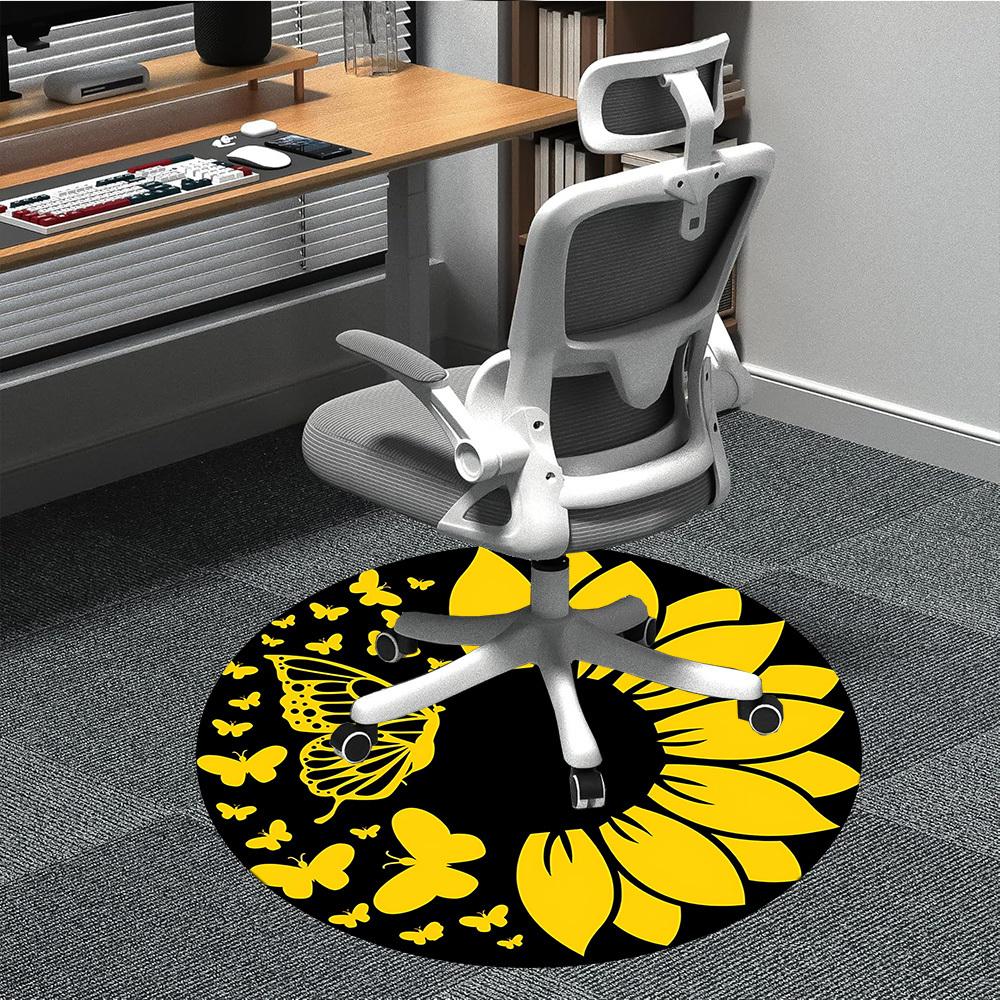 

1pc Sunflower Butterfly Print Chair Carpet for Office, Soft Comfortable Mat For Office, Living Room, Bedroom, Machine Washable Carpet yy251112031 80cm by 80cm