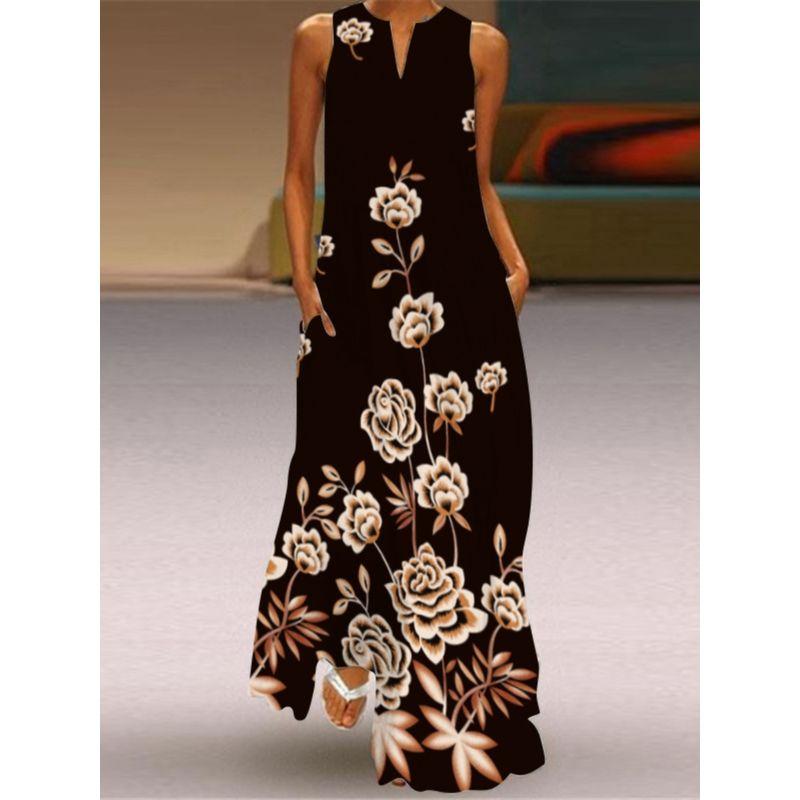 V-neck Dress Women's Fashion 3D Fashion Peacock Feather Print Loose Plus Size and Floor Skirt 2023 Sexy Beach Dress