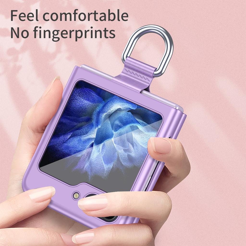 Ring Frosting Phone Case for Samsung Galaxy Z Flip 6 5 Flip6 Flip5 ZFlip5 5G Shockproof Fall Prevention Protective Cover