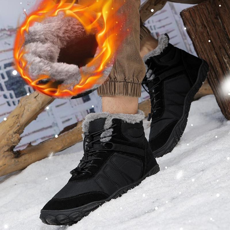 

Autumn and Winter Fashion Large Outdoor Velvet Warm Men s High Top Cotton Shoes Thick Soft Bottom Anti Slip Men s Boots 46 чёрный