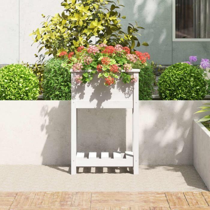 VidaXL Planter with Shelf White 54x34.5x81 Cm Solid Pine Wood 823753