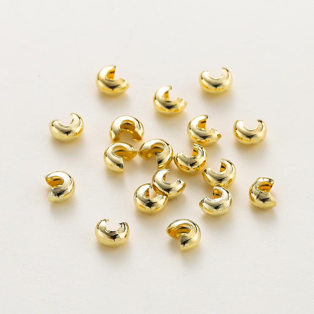 

3mm/4mm/5mm 14k 18K Gold Plated Open Crimp Beads Covers Crimp End Beads Stopper Spacer Beads For DIY Jewelry Making Supplies 3mm-50pcs