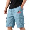 Men's Lightweight Breathable Casual Sports Shorts with National Flag Print Elastic Waistband and Multiple Pockets for Outdoor Activities