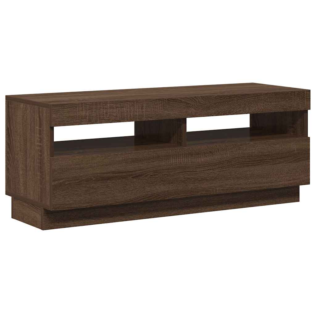 Vidaxl Szafka Pod Tv Z Oświetleniem Led, Brązowy Dąb, 100X35X40 Cm