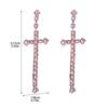 Temperament Glänsande Kristall Kors Långa Örhängen Mode Hög Känsla För Rosa Örhängen Damörhängen 1 Par
