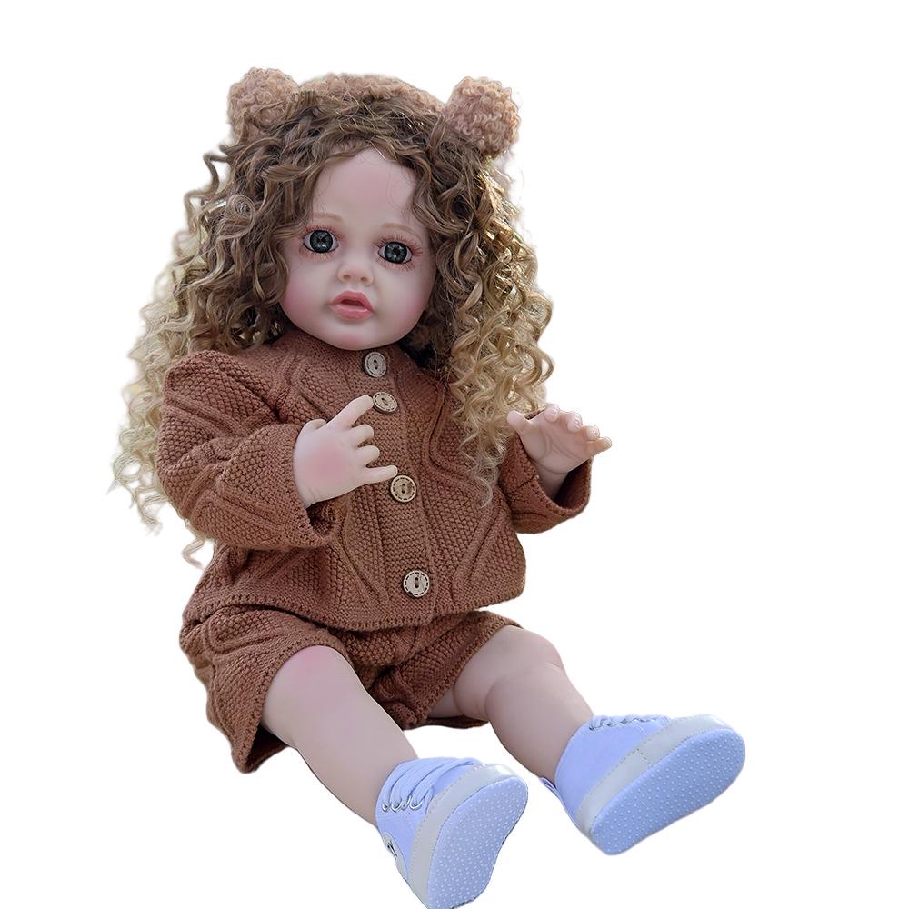55cm Braune Locken Reborn Mädchenpuppe - DIY Frisur & Verkleidungsspielzeug