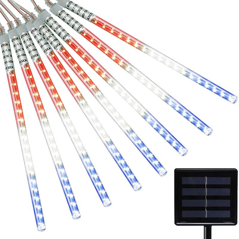 Solar Meteor Shower Rain String Lights Waterproof Garden Light 8 Tubes Christmas Tree Holiday Party Wedding Holiday Decoration