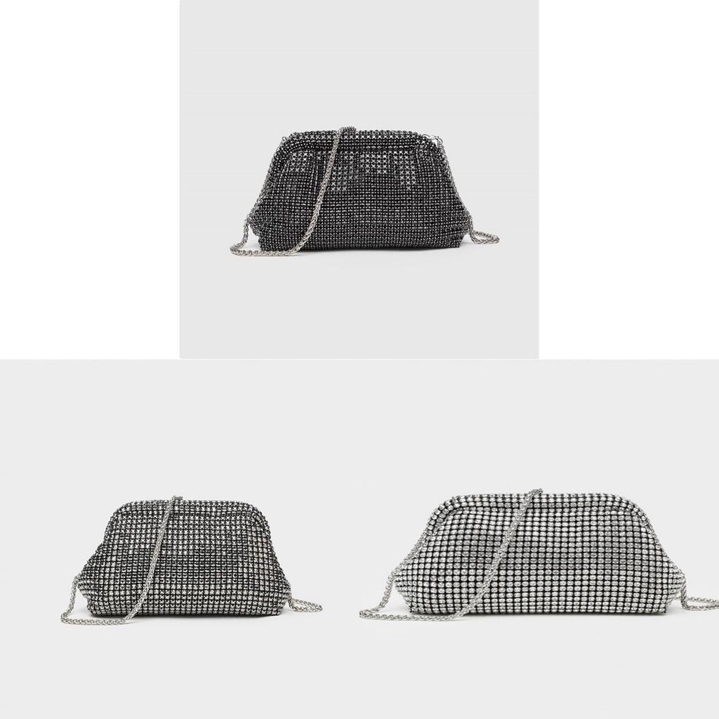 Pochette da sera in poliestere con strass per eventi formali