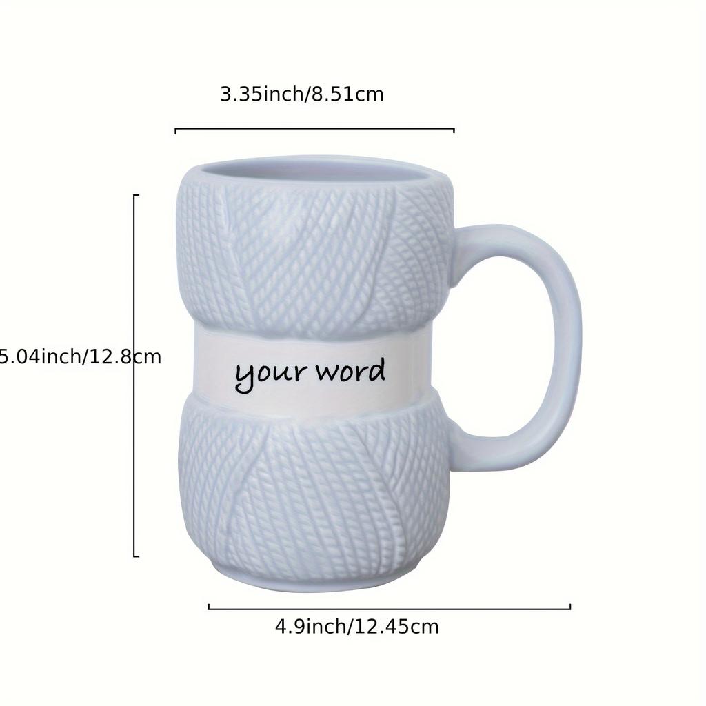Taza de café de cerámica de estilo tejido único de 425 ml, aislada, regalo divertido para vacaciones familiares, taza de té, regalo para verano e invierno.