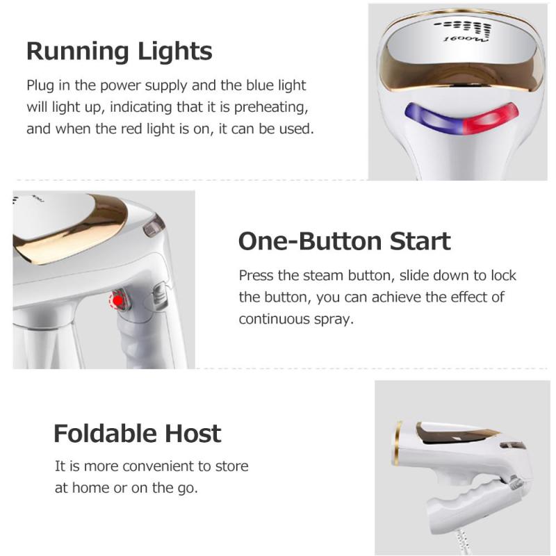 Garment Steamer Handheld Folding Household Mini Steam Iron 1600W Adjustable Temperature Ironing Machine