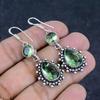 Natural Tsavorite Gemstone Handmade 925 Sterling Silver Earring 2.09" p6Y93