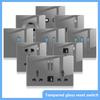 Wall Light Switch Panel LED Indicator UK EU FR Universal USB C Electrical Socket Piano Key Self-reset Wall Switches TV Computer
