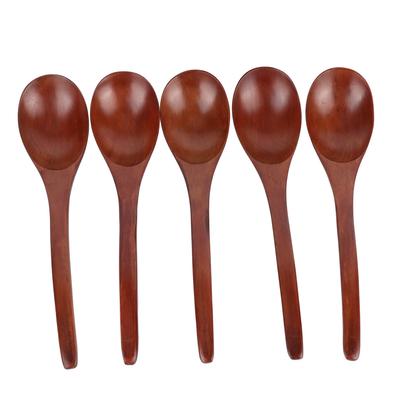 5 db-os, ívelt fogantyúval ellátott, fából készült leveskanál, többcélú rizskanál otthoni konyhába(Festékszín )