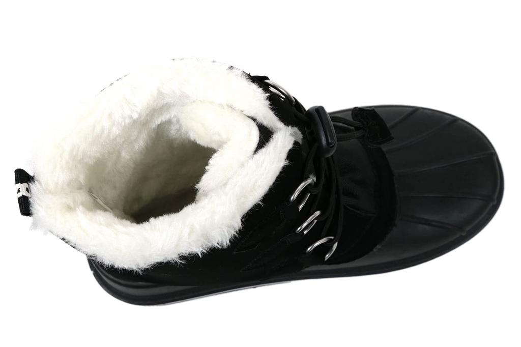 Mozu Bean Down Boots, Inner Boa, Lace-Up, Elastic, Women's, Black, Size 24cm