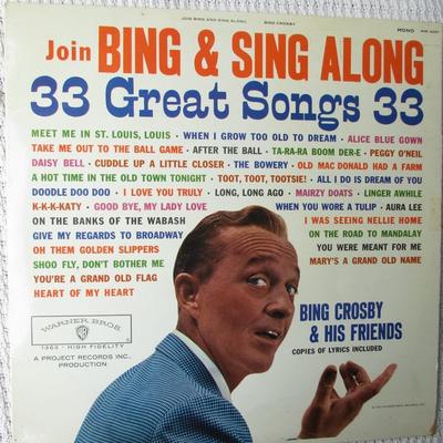 LP Record BING CROSBY - Join Bing & Sing Along WM4021 Warner Bros. Re 1960 UK Jazz Used
