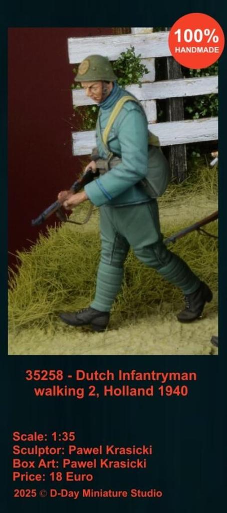 D-Day Miniature 1/35 WWII Dutch Infantry Marching #2 1940 Resin Kit DD35258 (Man)