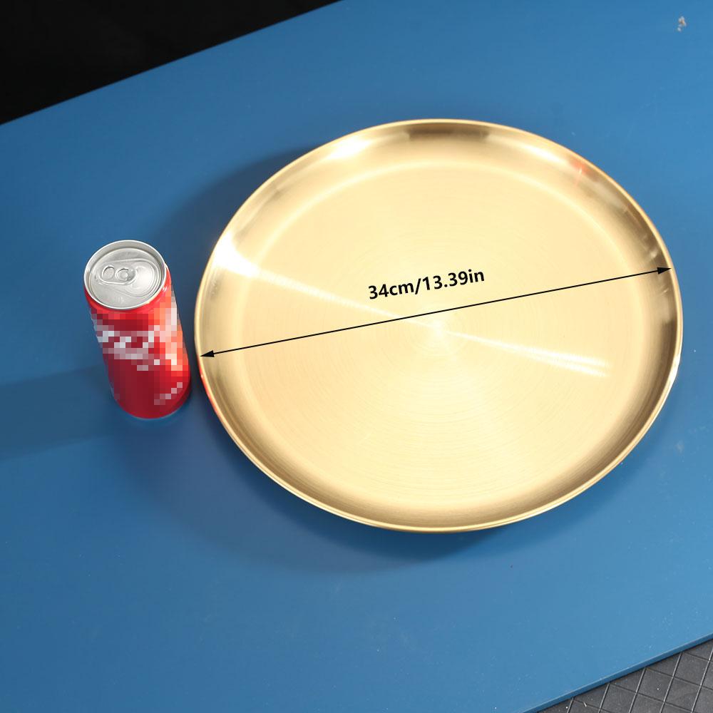 1pc Stainless Steel Plate Round Tray Vegetable Dish Plate Barbecue Restaurant Supplies Bone Dish Plate Decorative Dining Tray Fo