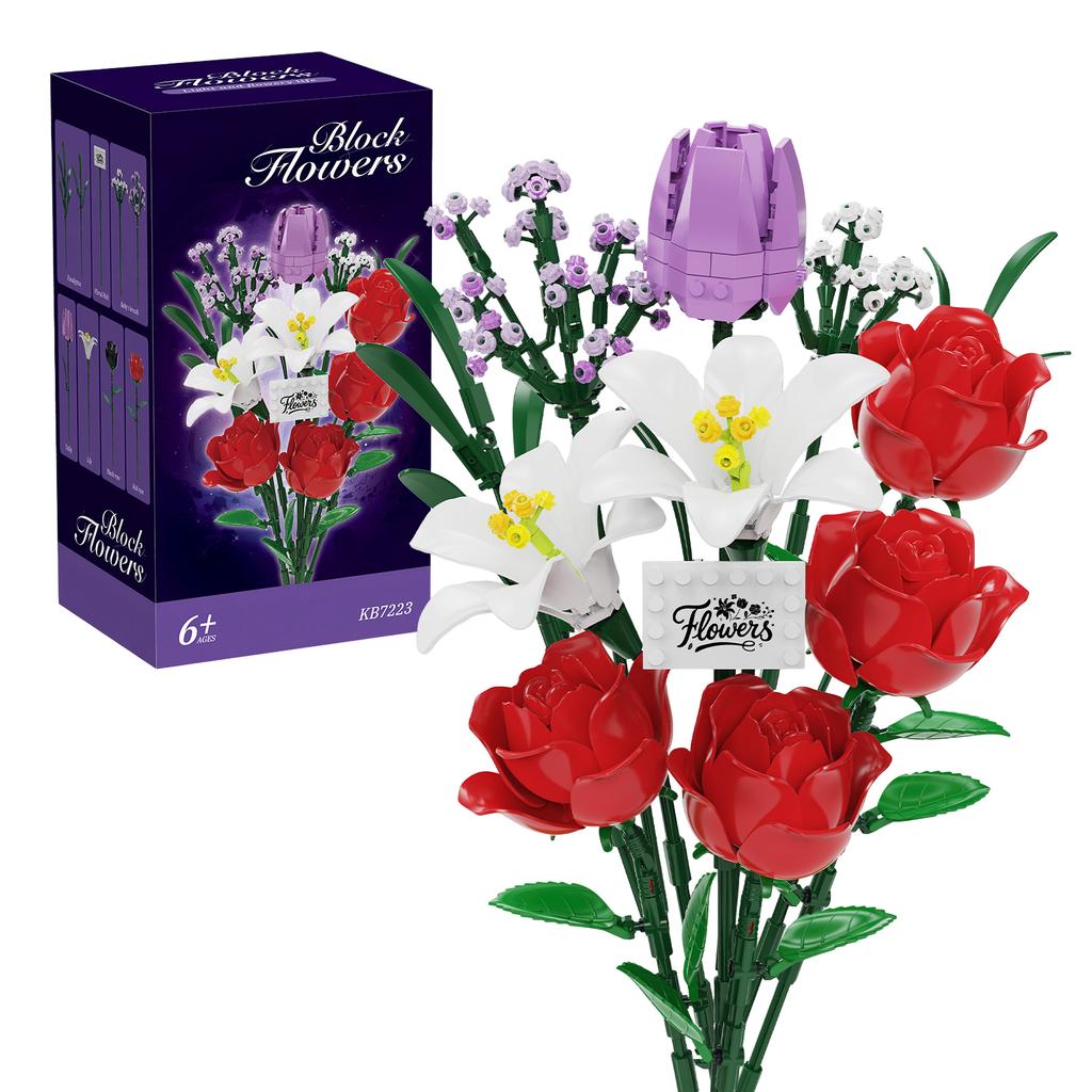 Baustein Rose Ewiger Blumenstrauß, Baustein Zusammenbau DIY Dekorationselement, Mädchenfest Geschenk