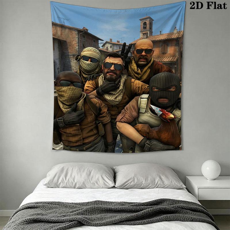 Counter-Strike 2 Wall Hanging Printed Fabric Blanket Decorative Tapestries for Bedroom Living Room Home Decor