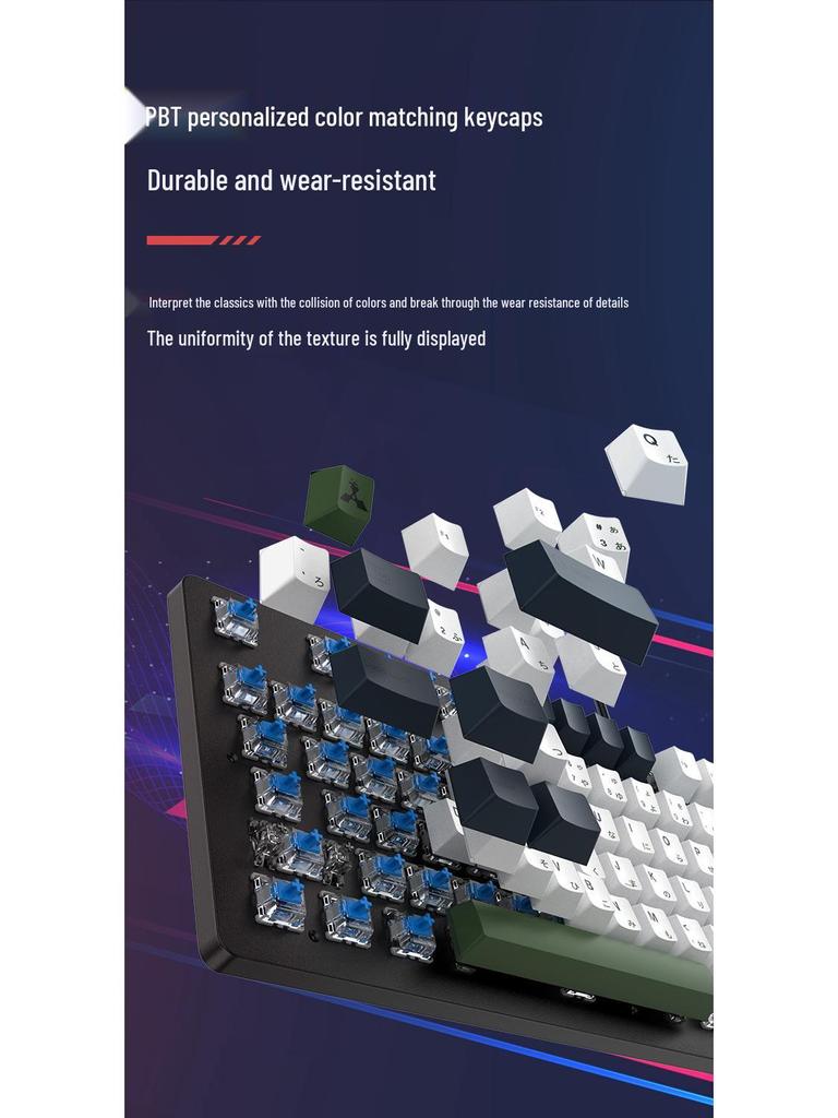 Gaming Mechanical Keyboard - 104 Keys with Blue, Red, Black, or Brown Switches for eSports, Girls, and Office Use