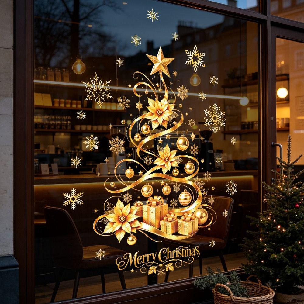 Snowflake Christmas Window Clings Removable Static Cling Stickers  Storefront Decoration