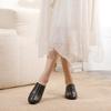 Johnature Ciabatte Moda in Vera Pelle con Tacco Grosso Punta Tonda Comode Suola Morbida Scarpe Slip-on da Donna