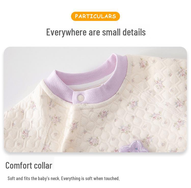 Infant Padded Jumpsuit - Warm Winter Bodysuit for 0-1 Year Old Girls, Size 73