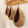 Boho Chic 3pcs Set of Hand-Woven Cotton Rope & Linen Baskets with Hooks - Ideal for Hanging Fruits, Vegetables