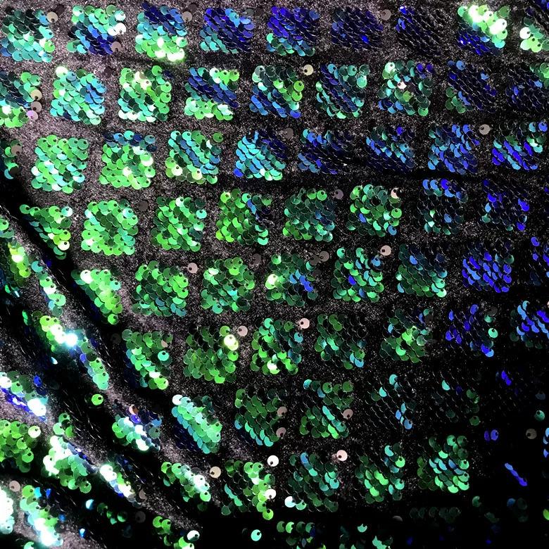 1yard Velvet Bottom Diamond Square Grid Sequin Embroidery Fabric DIY Evening Dress Skirt Design Fabric for Clothing