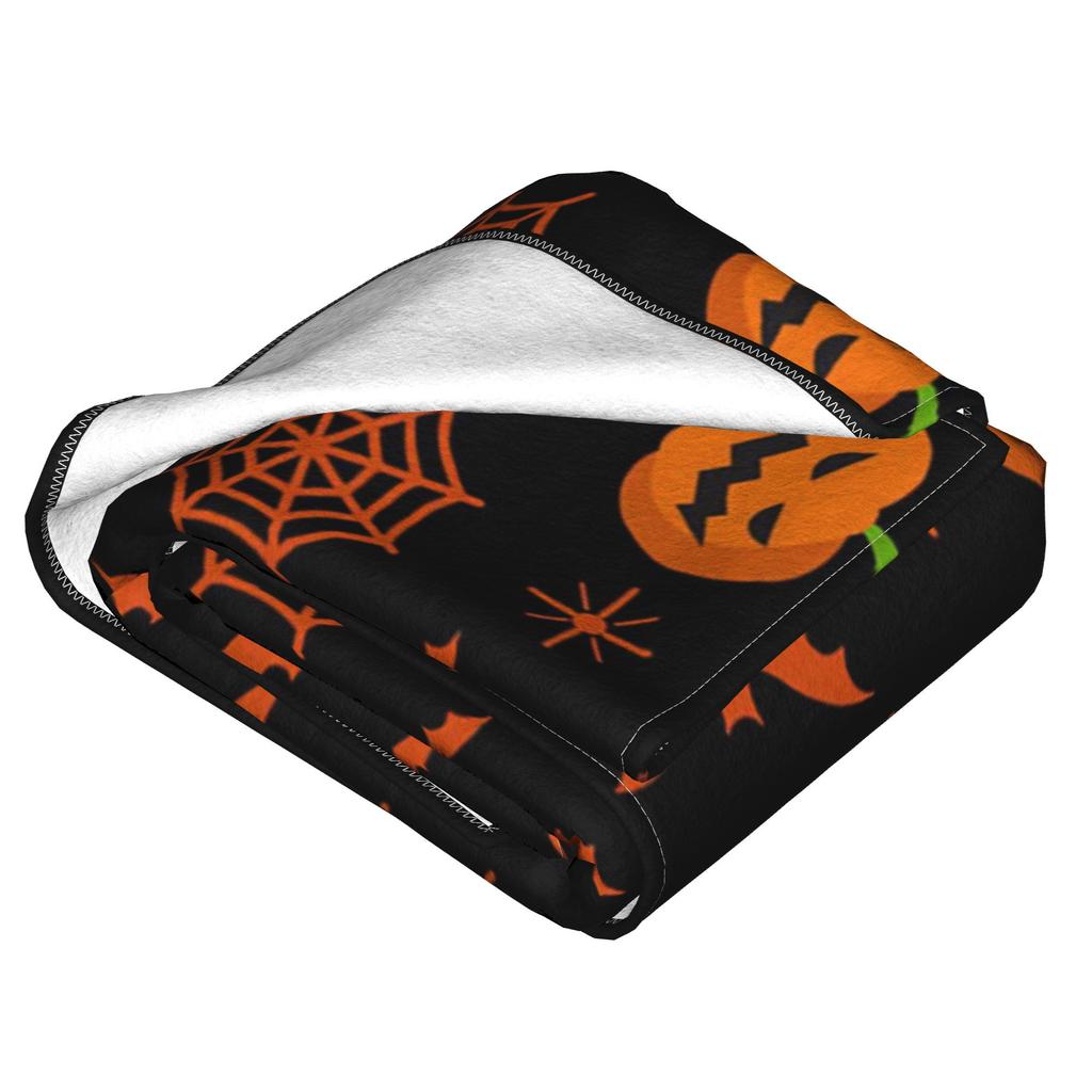 Halloween pumpkin ghosts and black cats Blankets Multi-function Flannel Sofa Throw Blanket for Couch Bedding Travel Throws Quilt
