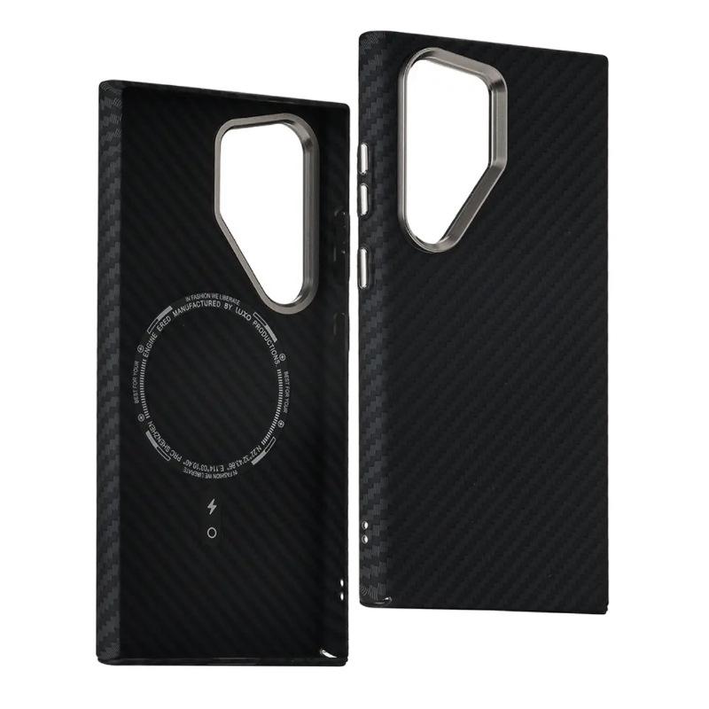 High-End Carbon Fibre Texture Magnetic Case For Samsung Galaxy S23 S24 S25 S26 Ultra Plus Anti-Scratch Shockproof PC Phone Cover