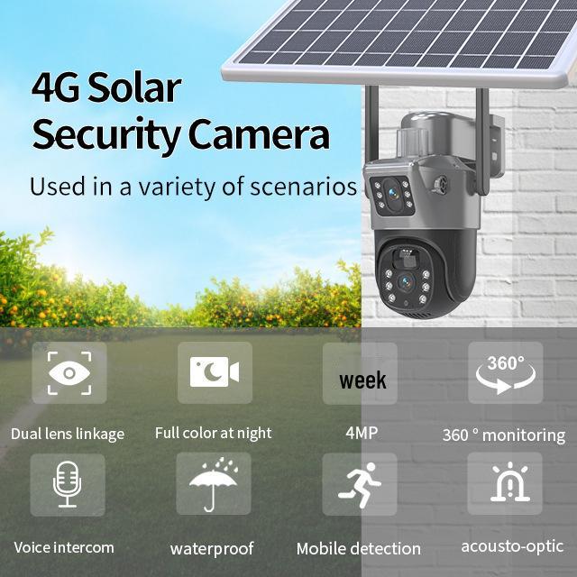 V380 PRO 4G Dual Lens Solar Surveillance Camera for Outdoor Home Monitoring