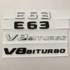 ABS Black Chrome Letters For Car Trunk Stickers Mercedes Benz E63 W213 W212 Fender V8 BITURBO Emblem Trunk Logo Ccessories