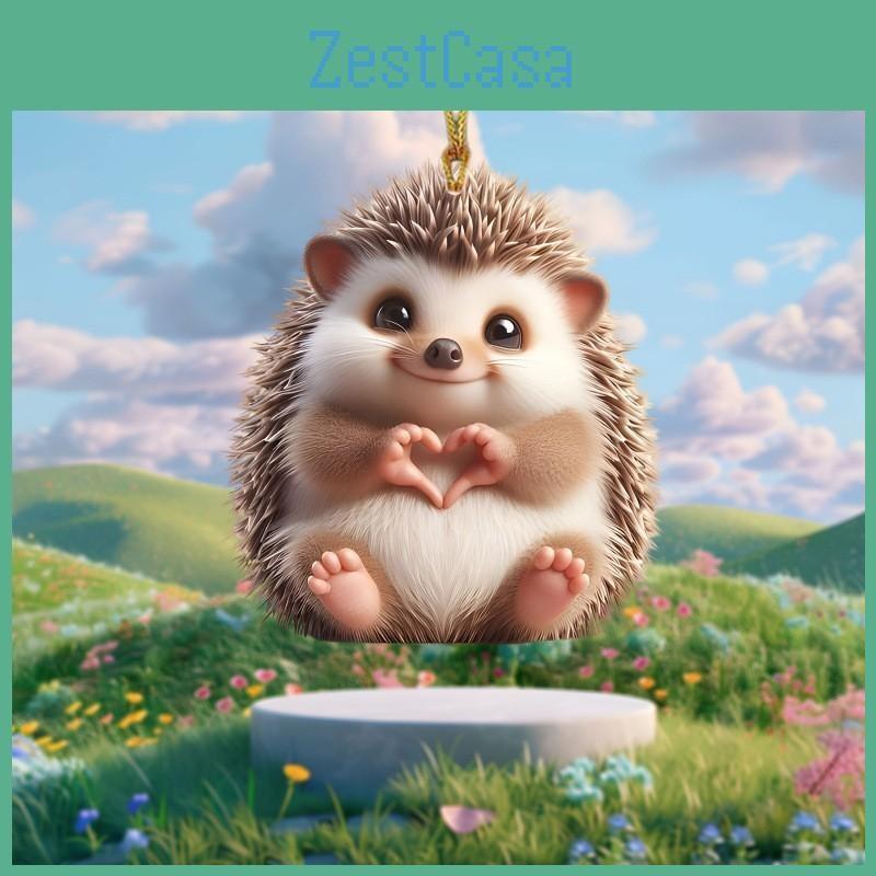 Flat Surface Acrylic Pendant Cute Hedgehog Finger To Love Heart Design Decor For