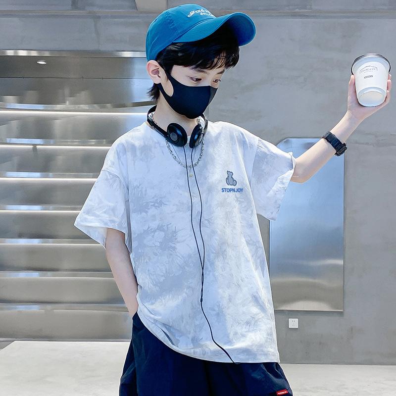 Children's Clothing Short Sleeved T-shirt Summer Tie Dye Printed Trendy Children's Baby Half Sleeved Top