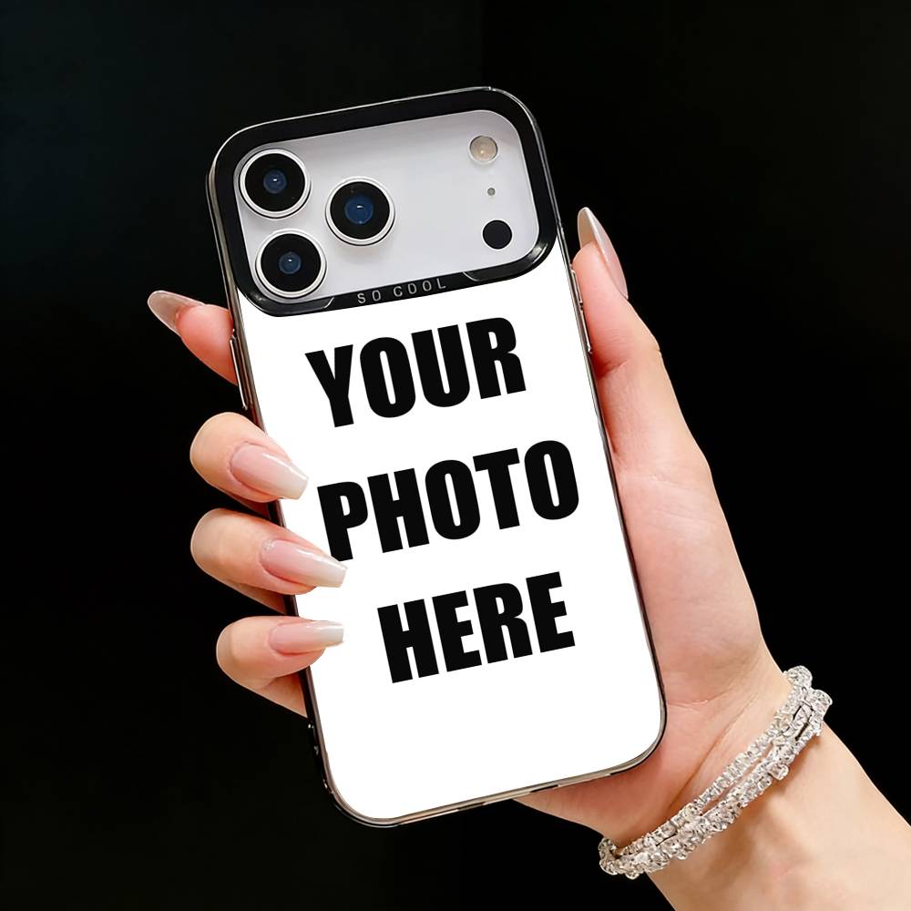 DIY Photo Cover Phone Case For iPhone17, 16,15,14,13,12 Pro Max Black Candy Matte Shockproof Cover