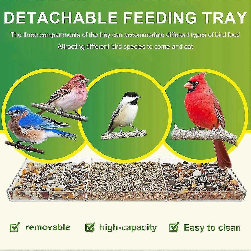 Bird House Window Feeder with 4 Suction Cups, Transparent Design for Wild Birds, Easy Installation, Durable Material