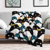 Chubby Penguin Pattern Throw Blanket Shaggy Furry Soft Blanket for Bedroom Living Room