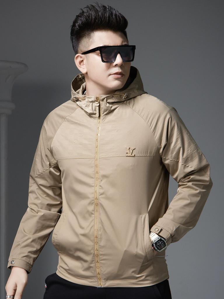 European Trendy Brand Badge Hooded Jacket Men's 2025 New Autumn Fashion Casual Top Windproof Jacket Men's Clothing