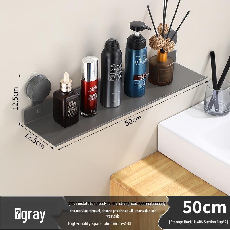 Creamy White Aluminum Bathroom Mirror & Vanity Storage Rack