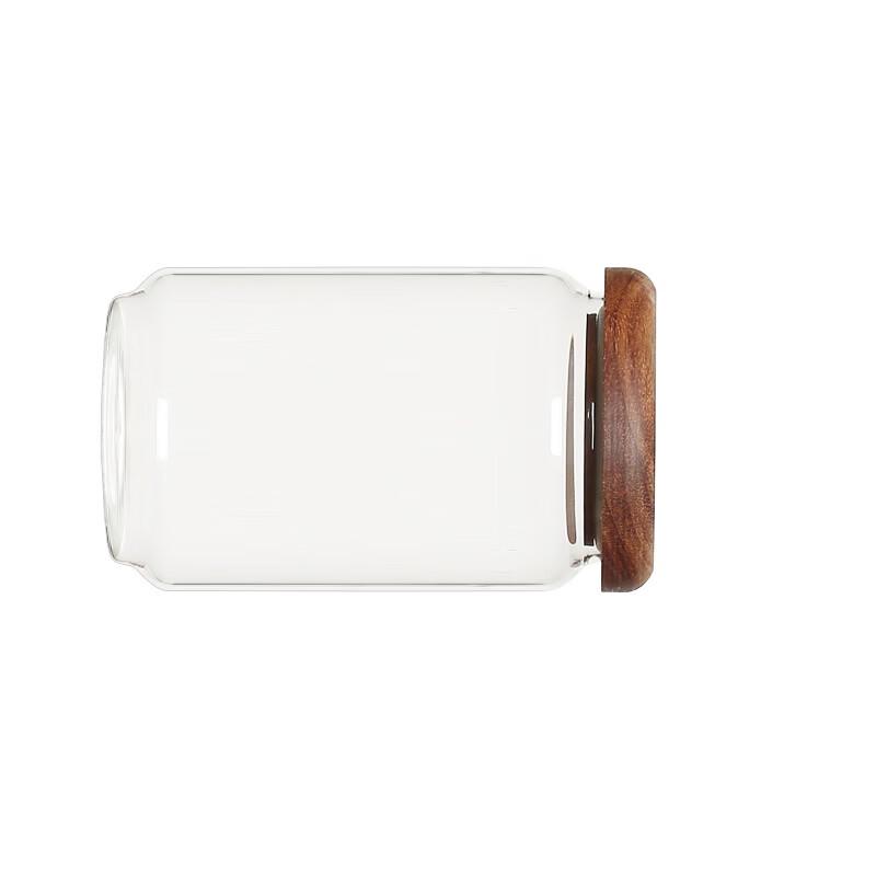 ZISIZ Wooden Lid Glass Storage Jar