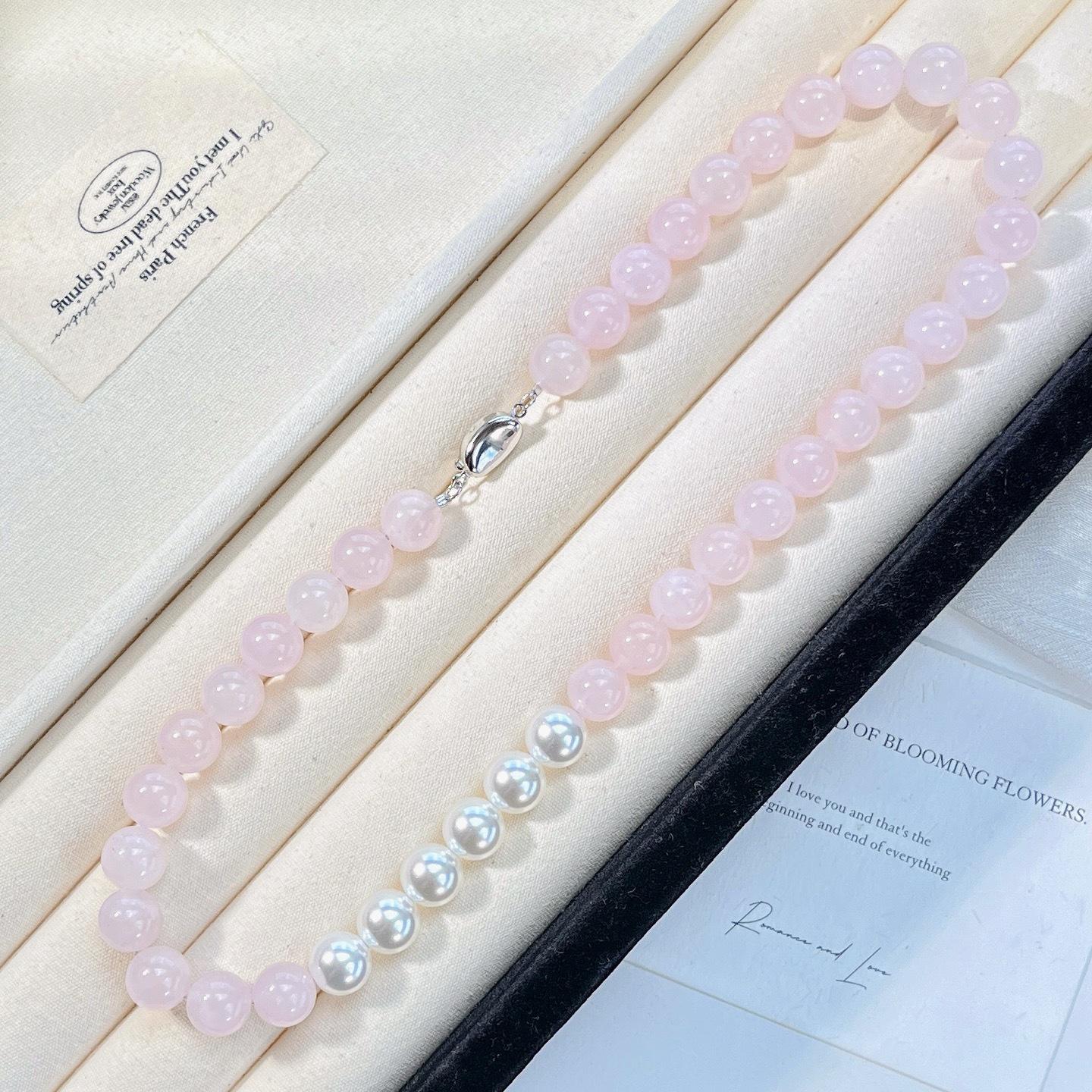 10Mm Design Powder Crystal Artificial Crystal Pearl Necklace Clavicle Chain